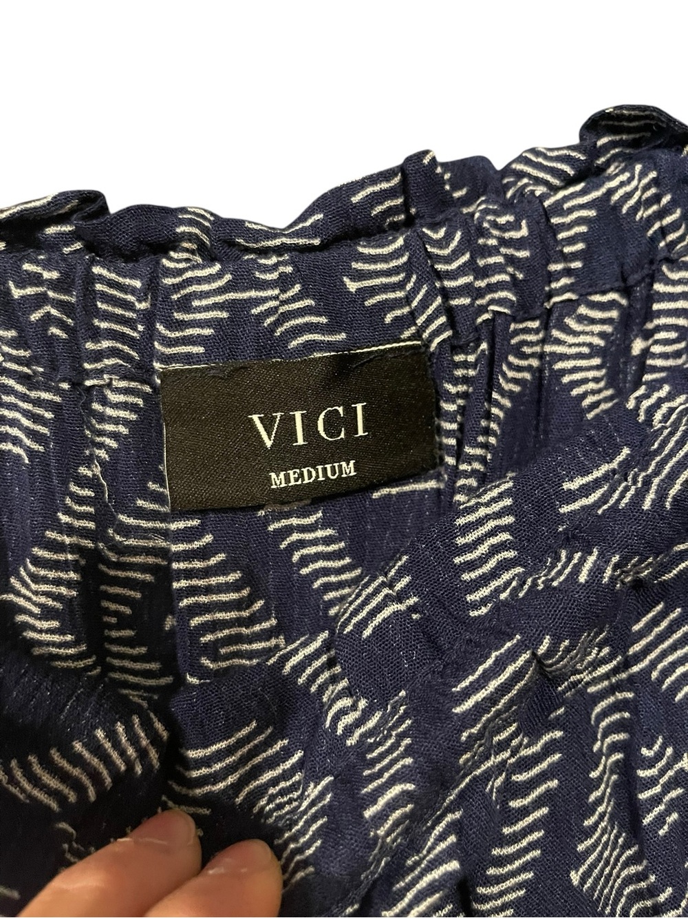 Vici Navy Geometric Strapless Jumpsuit - Picture 3 of 3